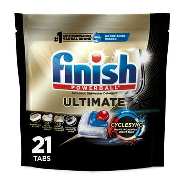 Finish Ultimate Dishwasher Pods, No Pre-Rinse Dishwasher Detergent Soap Tabs, Our Best Clean, 21 Count