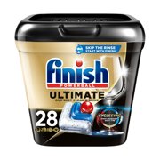 Finish Ultimate Dishwasher Detergent- 28 Count - With CycleSync™ Technology - Dishwashing Tablets - Dish Tabs (4 Pack)