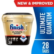 Finish Ultimate Quantum Dishwasher Pods, Dishwasher Detergent Dish Soap, 50% More Cleaning Power, 28 Tabs