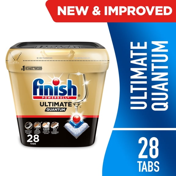 Finish Ultimate Quantum Dishwasher Pods, Dishwasher Detergent Dish Soap, 50% More Cleaning Power, 28 tabs
