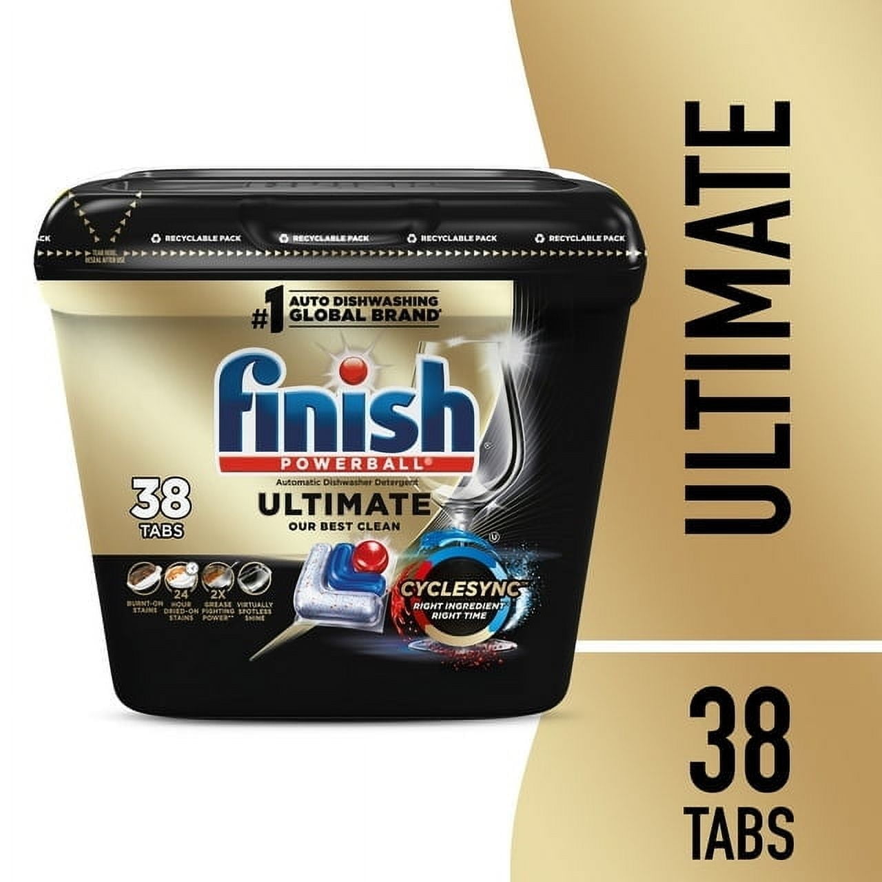 Finish Ultimate Dishwasher Pods, No Pre-Rinse Dishwasher Detergent Soap Tabs, Our Best Clean, 152 Count