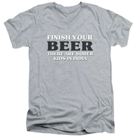 - Finish Your Beer - Slim Fit V Neck Shirt - Large