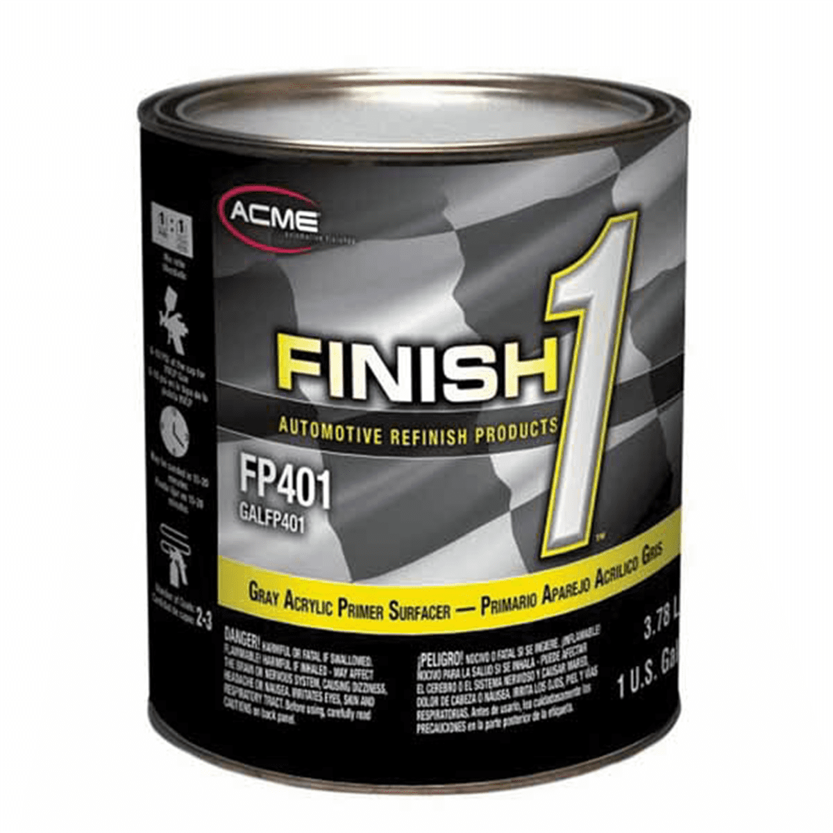 Finish 1 Automotive Refinish Products FP401-1 Acrylic Primer, 1 gal Can, Gray, 1:1 Mixing