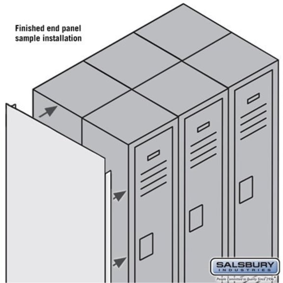 Finished Double End Panel - for 6 Feet High 12 Inch Deep Metal Locker - Gray