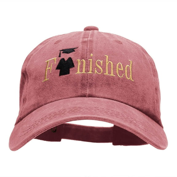 Finished Embellished Phrase Embroidered Unstructured Cotton Cap - Wine OSFM