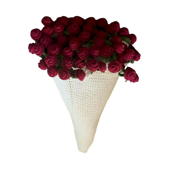 Flower Bouquet Blanket, 43 in Rose Bouquet Blanket, Finished Product DIY Handmade Crocheted 3D Rose Bouquet Knitted Sofa Blanket Red