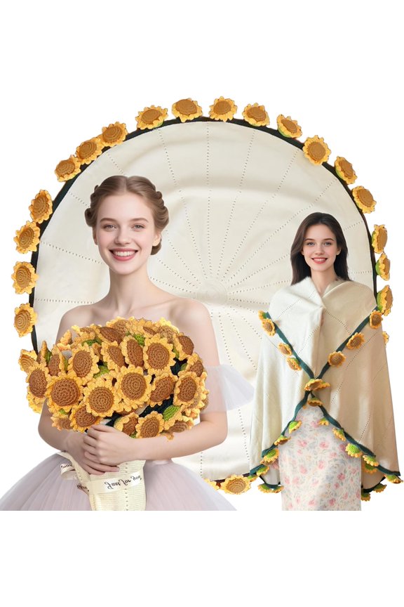 Finished Flower Bouquet Blanket, Handmade Crochet Flower Blanket, Soft Knitted Throw Rose Blankets, Romantic Gift for Birthday Wedding Valentine’s Day Mother's Day Christmas (Rose, 43 inch)