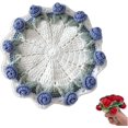 thumbnail image 1 of Finished Product Rose Bouquet Coaster, Vintage Crochet Flower Blanket Coasters, Handmade Rose Knitted Coaster for Home Decor Tabletop Protection (Blue), 1 of 6