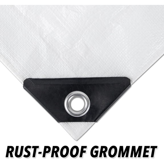 Finished Size 18x24 Feet 10 Mil White Heavy Duty Poly Tarp, Multipurpose Protective Cover, UV Resistant, Waterproof Poly Tarpaulin with Reinforced Edges Tarpaulin with Reinforced Edges