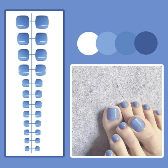Finished Toenail Glossy Patches Fake Nails Wearable 24Pc✨y Tools Manicure Q0U7