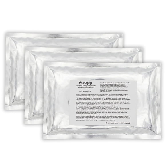 MuddSkip Finishing Spray & Mixing Conditioner Concentrate, Drywall Joint Compound Additive for Smoother Finish, Stronger Bond, No Sanding, Venetian Plaster Look, Made in USA (3 Pack - 8oz Bags)