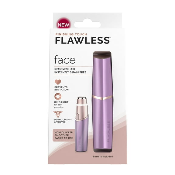 Finishing Touch Flawless Facial Hair Remover for Women, Electric Face Razor for Women with LED Light for Instant and Painless Hair Removal, Lavender & Rose Gold