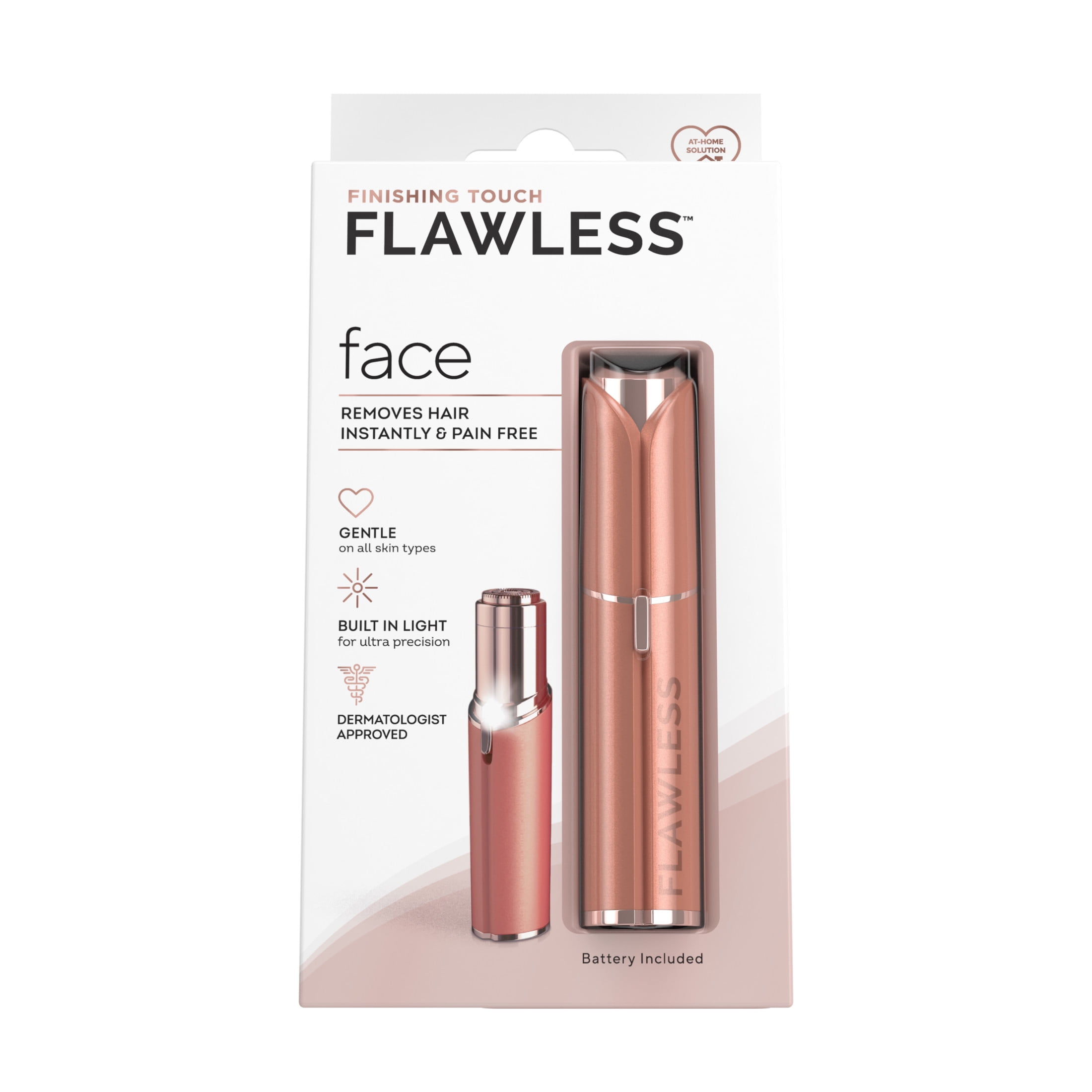 Finishing Touch Flawless Facial Hair Remover for Women Electric Face Razor for Women with LED Light for Instant and Painless Hair Removal Pink