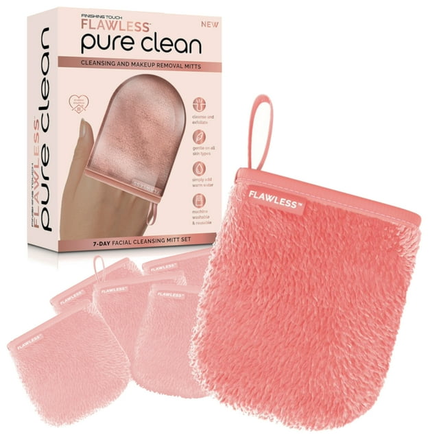 Finishing Touch Flawless Facial Mitt Makeup Remover, Pure Clean 7Day