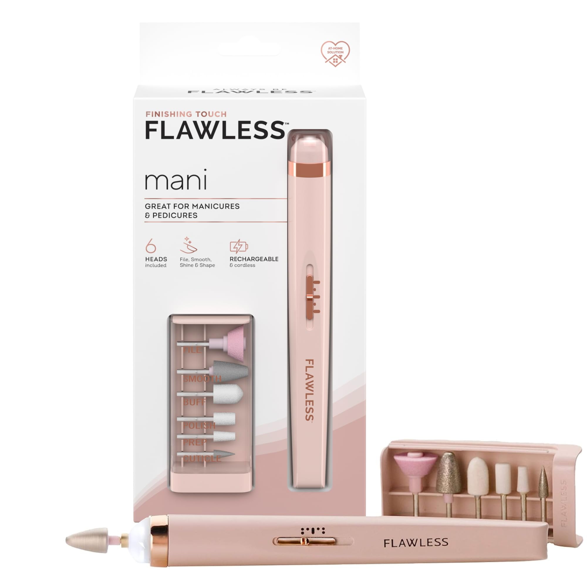 Finishing Touch Flawless Salon Nails Kit, Electronic Nail File and Full Manicure and Pedicure