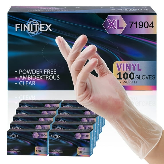 Finitex 1000 Count Vinyl Gloves, 4.5 Mil Latex-Free Disposable Gloves for Cooking and Cleaning, XL