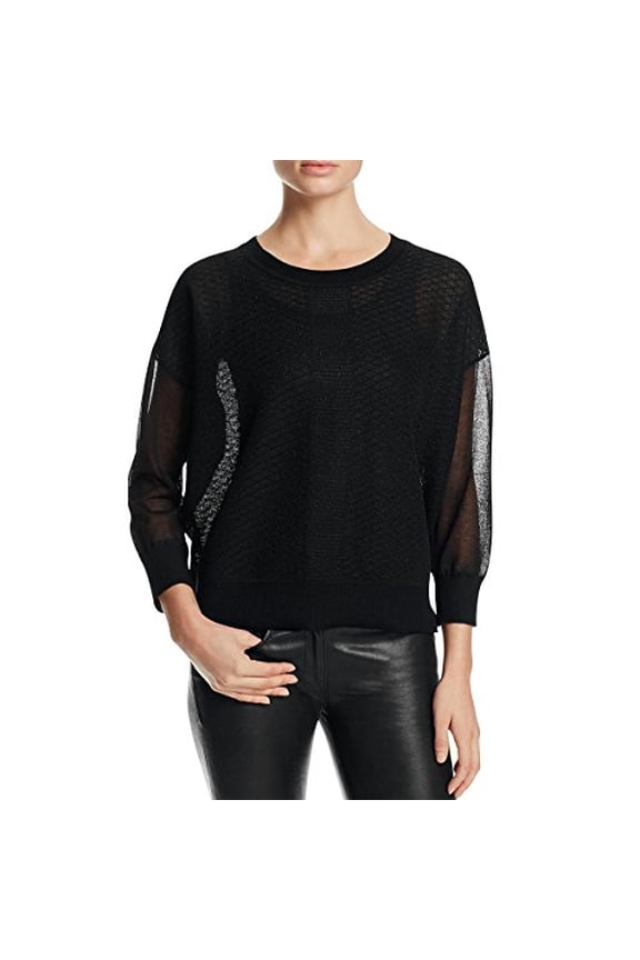 Womens 3/4 Sleeve Knit Casual Top Black M