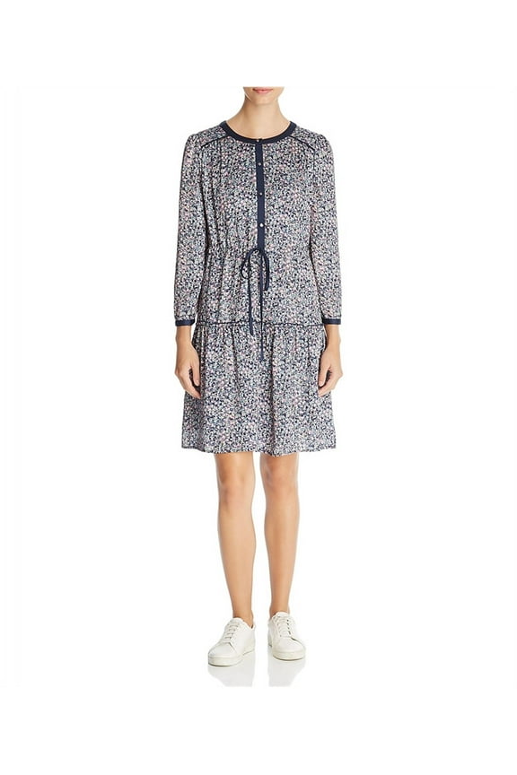 Womens Abstract Drop Waist Dress, Pink, 8