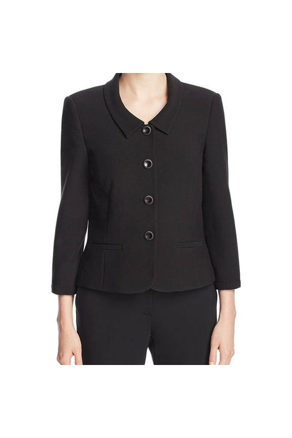 Womens Fitted Four Button Blazer Jacket, Black, 10