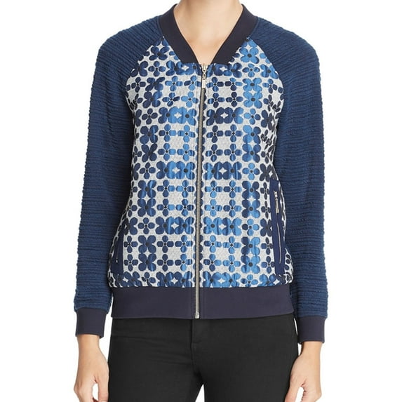 Finity Womens Floral Bomber Jacket, Blue, 12
