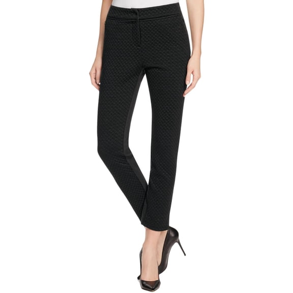 Finity Womens Glitter Textured Ankle Pants Black 8