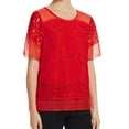 thumbnail image 1 of Finity Womens Laye red Knit Blouse, Red, 6, 1 of 2