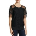 thumbnail image 1 of Finity Womens Layered Lace Overlay Blouse Black 6, 1 of 4