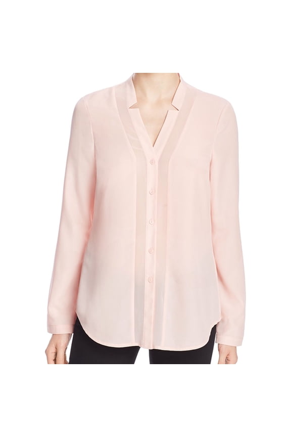 Womens Long Sleeve Button Up Shirt, Pink, 8