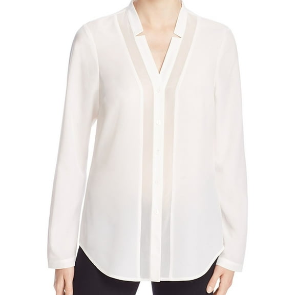 Finity Womens Long Sleeve Button Up Shirt, White, 12