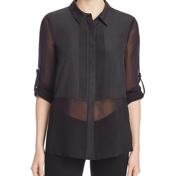 Finity Womens Pintuck Button-Down Blouse