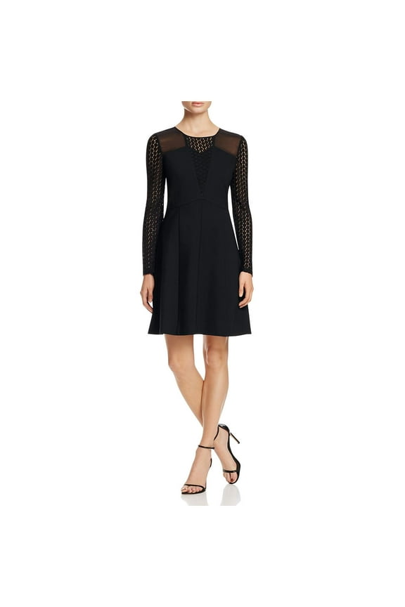 Womens Ponte Mixed Media Evening Dress Black 2