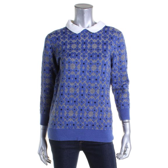 Finity Womens Pullover Floral Print Pullover Sweater Blue XL