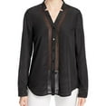 thumbnail image 1 of Finity Womens Sheer Long Sleeves Casual Top Black 10, 1 of 2