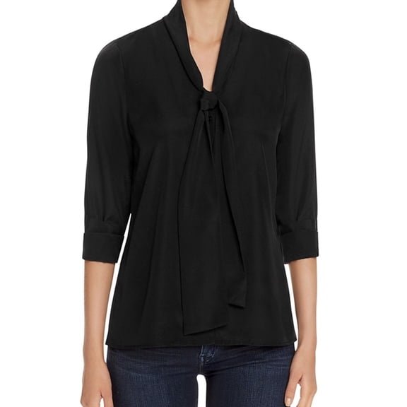 Finity Womens Silky Pullover Blouse, Black, 12