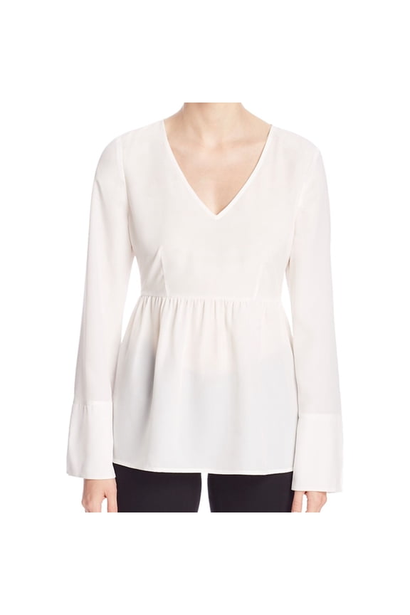 Womens Georgette Long Sleeves Peplum Top White 10