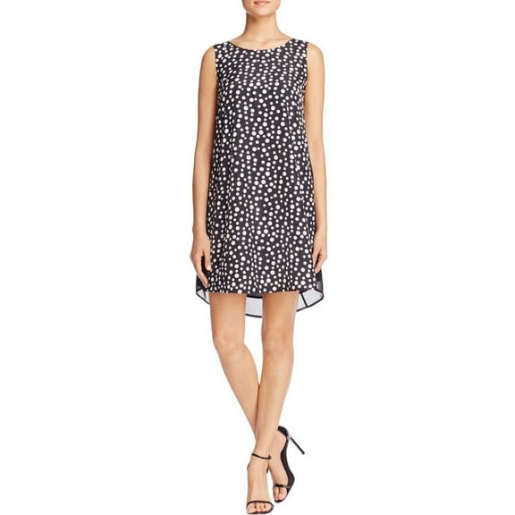 Finity Womens Polka Dot Shift Dress, Black, 8