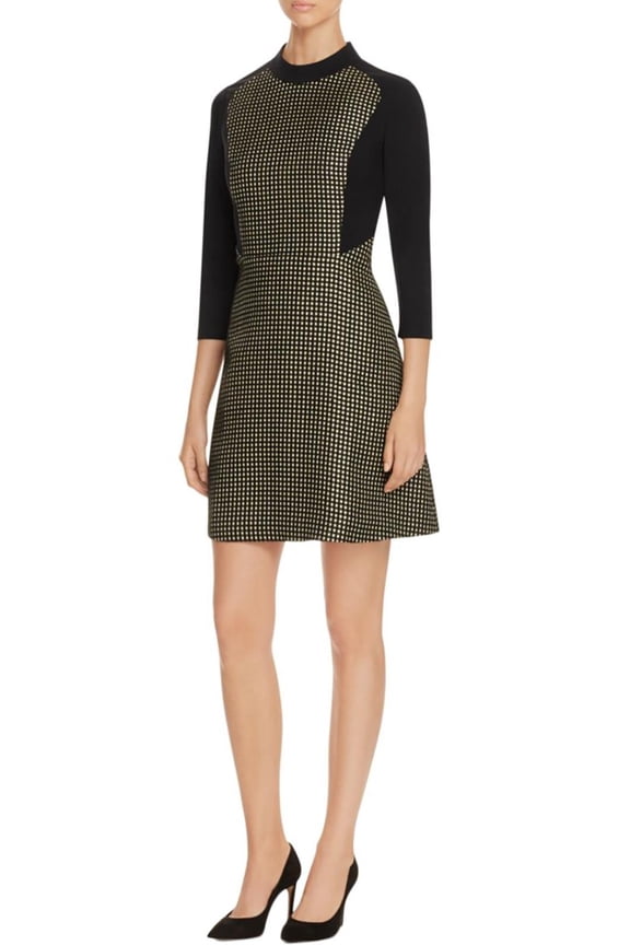 Womens Textured Metallic Party Dress Gold 12