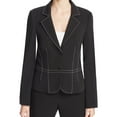 thumbnail image 1 of Finity Womens Topstitched Two Button Blazer Jacket, Black, 8, 1 of 2