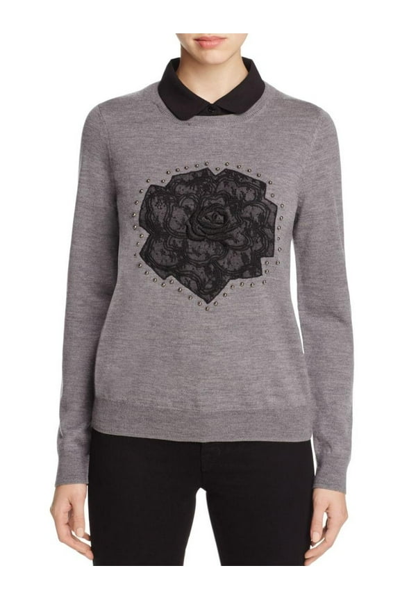 Womens Wool Embroidered Pullover Sweater