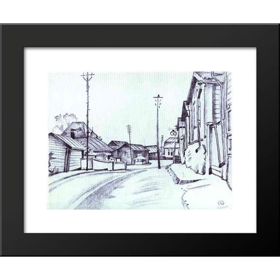 Finland. A Street in Lovisa. 20x24 Framed Art Print by Mstislav Dobuzhinsky