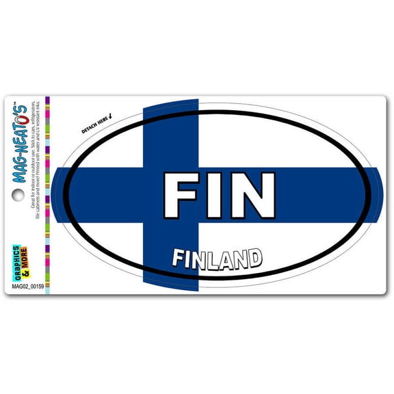 Finland Country Flag FIN Euro Oval Flag Automotive Car Refrigerator Locker Vinyl Magnet