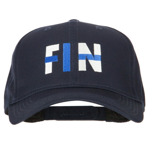 Finland FIN Flag Embroidered Solid Cotton Pro Style Cap - Navy OSFM
