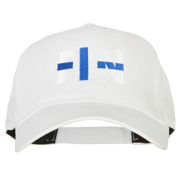 Finland FIN Flag Embroidered Solid Cotton Pro Style Cap - White OSFM