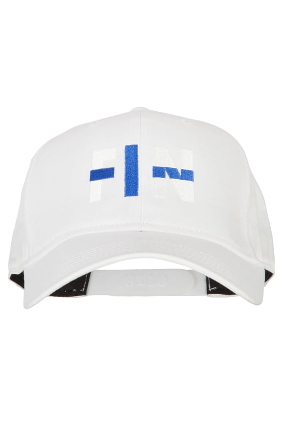 Finland FIN Flag Embroidered Solid Cotton Pro Style Cap - White OSFM