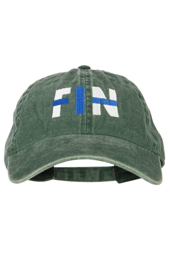 Finland FIN Flag Embroidered Unstructured Cotton Cap - Dk Green OSFM