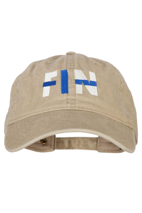 Finland FIN Flag Embroidered Unstructured Cotton Cap - Khaki OSFM