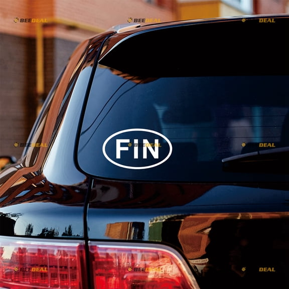 Finland FIN Oval Country Code Sticker Decal Vinyl Finnish - 2 Pack White 4" - For Car Boat Laptop Cup No Background Die-cut