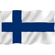 Finland Flag 5X8 FT, Outdoor Polyester Flags with UV Resistant, Double Stitched Finnish National Flags with Brass Grommets and Stronger Header. 5X8