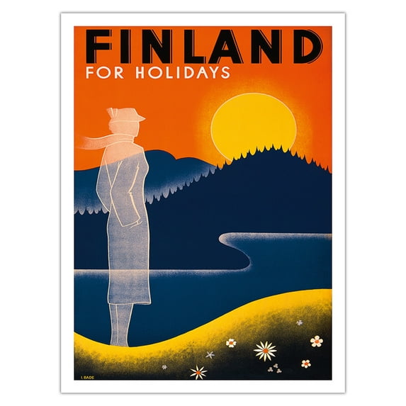 Finland for Holidays - Finnish State Railways - Vintage Railroad Travel Poster by Ingrid Bade c.1936 - Bamboo Fine Art 290gsm Paper (Unframed) 12x16in