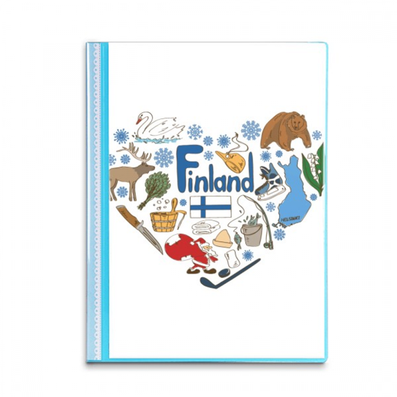 Finland Love Heart Landscap National Flag Book Sheet Protectors Portfolio Binder Folder